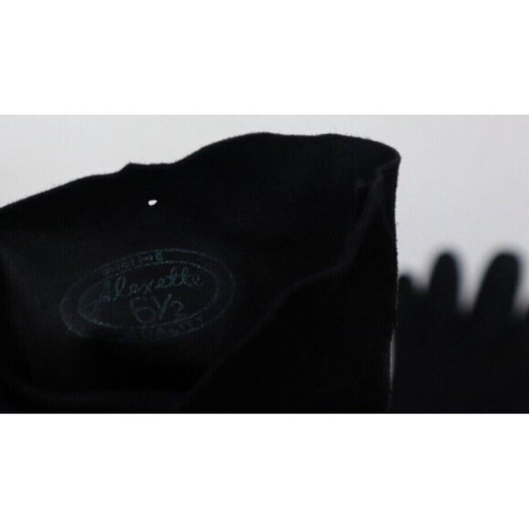 VINTAGE WOMEN'S BLACK SOFT SUEDE GLOVES - ALEXETTE - 6.5 - Picture 13 of 15